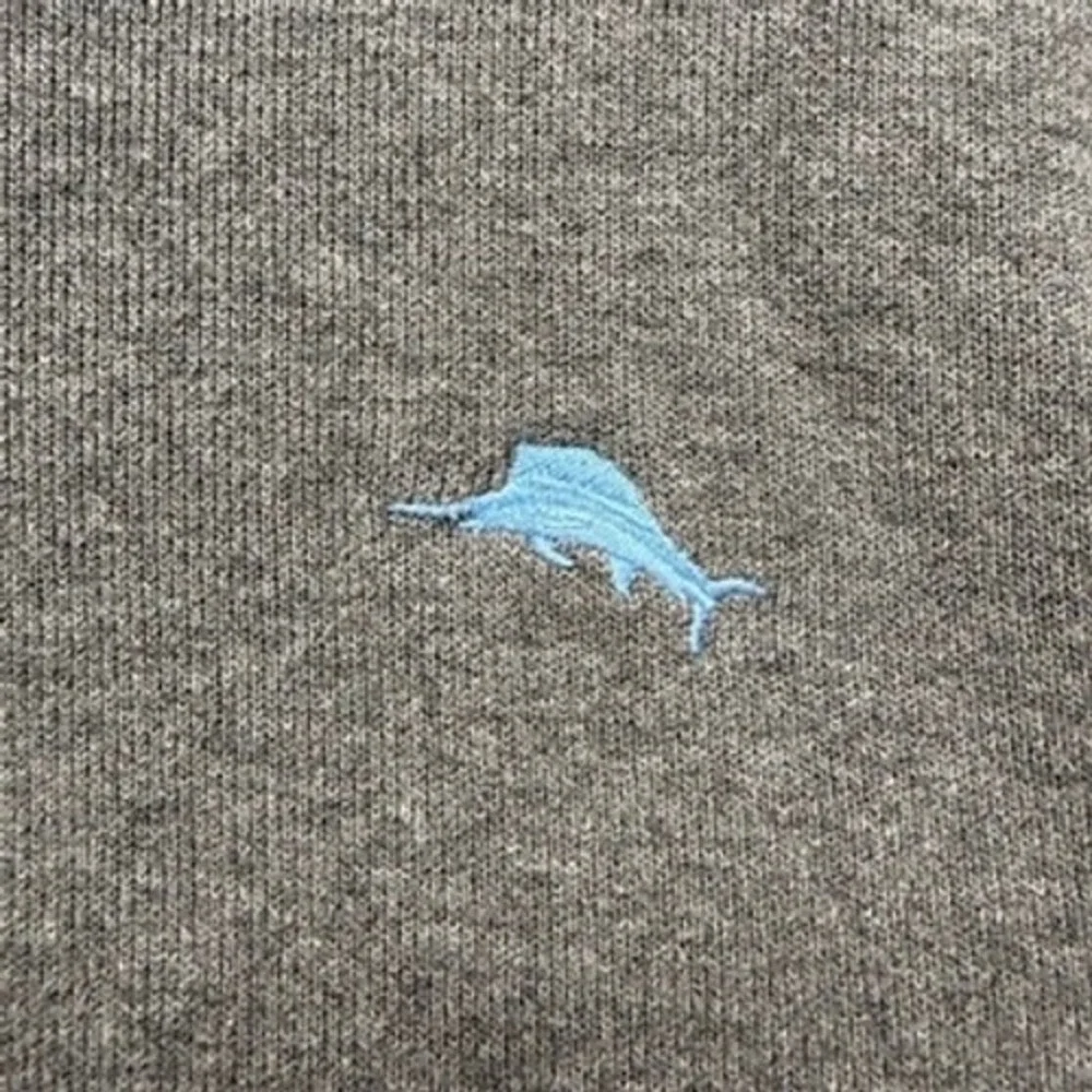 Tommy Bahama Relax Quarter Zip Pullover Sweater Relaxed Medium Gray Cotton Logo